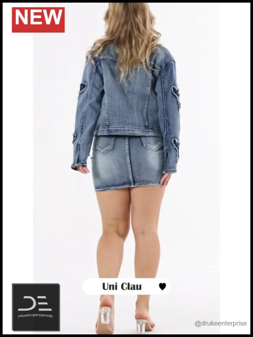 Denim 2 Piece Skirt Set Cropped Jacket Y2K Streetwear